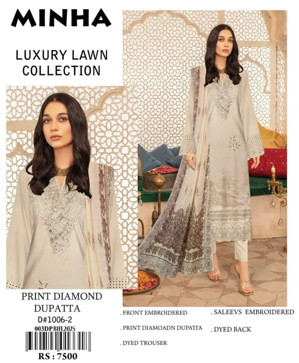 🌸3-piece embroidered lawn suit | Minha Eid Collection 🌸