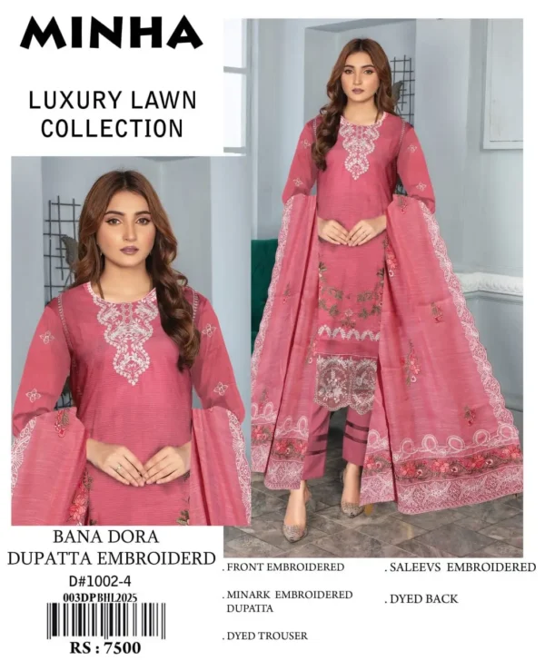 🌸3-piece embroidered lawn suit | Minha Eid Collection 🌸