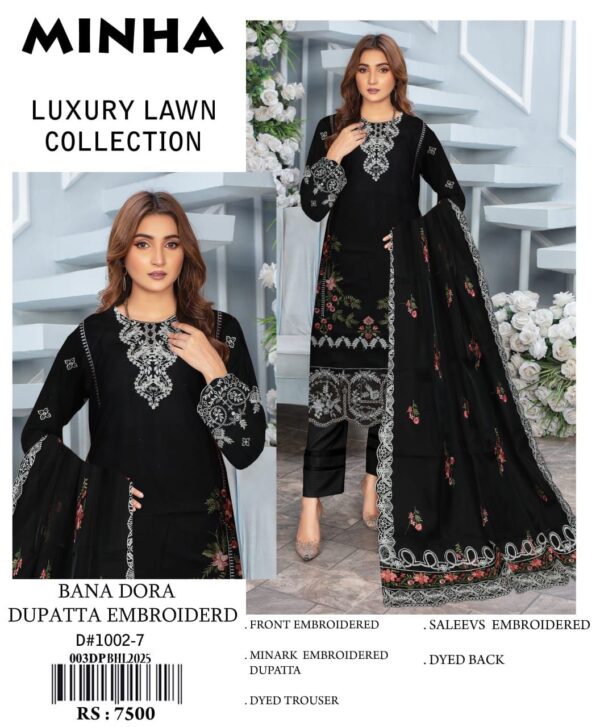 🌸3-piece embroidered lawn suit | Minha Eid Collection🌸